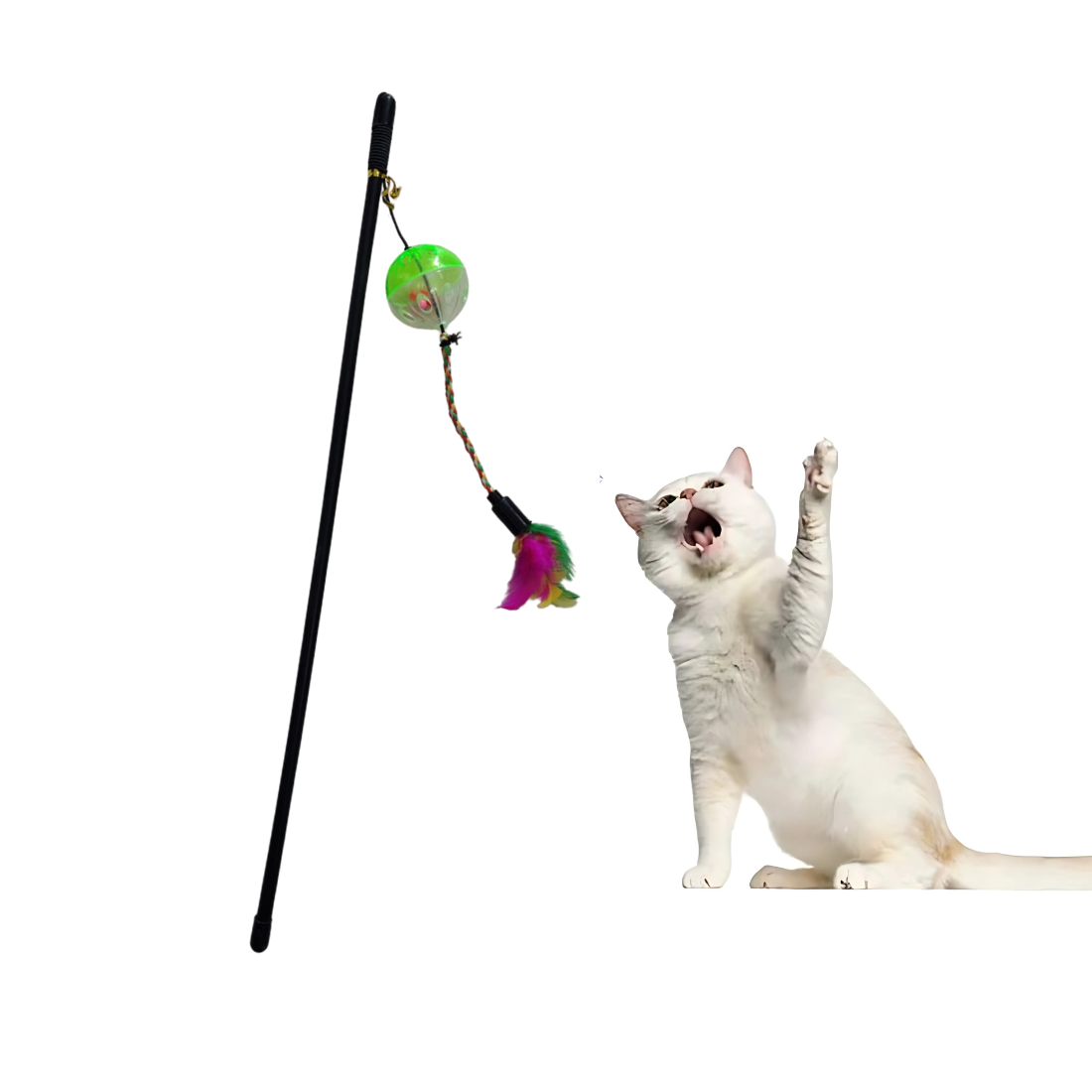 Plastic Cat Stick With Rattle Ball