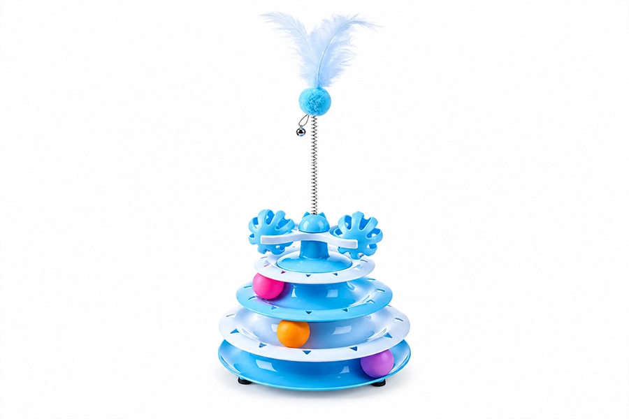 Interactive Tower of Tracks Feather Toy for Cats