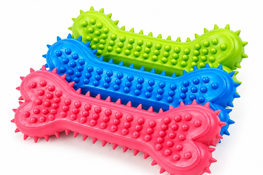 Soft Spiky Rubber Bone Chew Toy