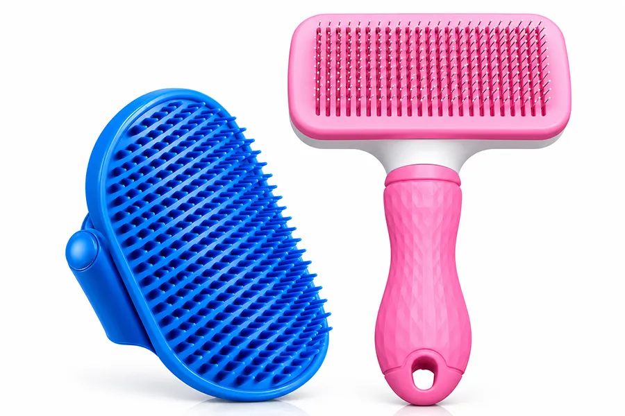 PET GROOMING SLICKER BRUSH, PALM GLOVES BRUSH